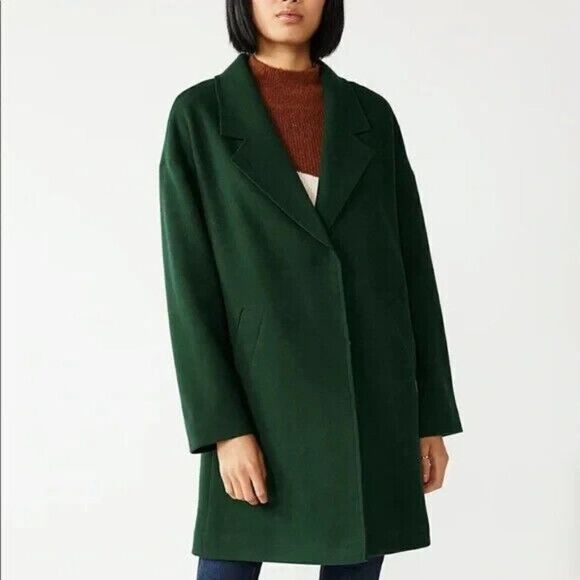 Nine West Women's Forest Green Relaxed Fit Wool-Blend Coat Extra Large NWT - Picture 1 of 9